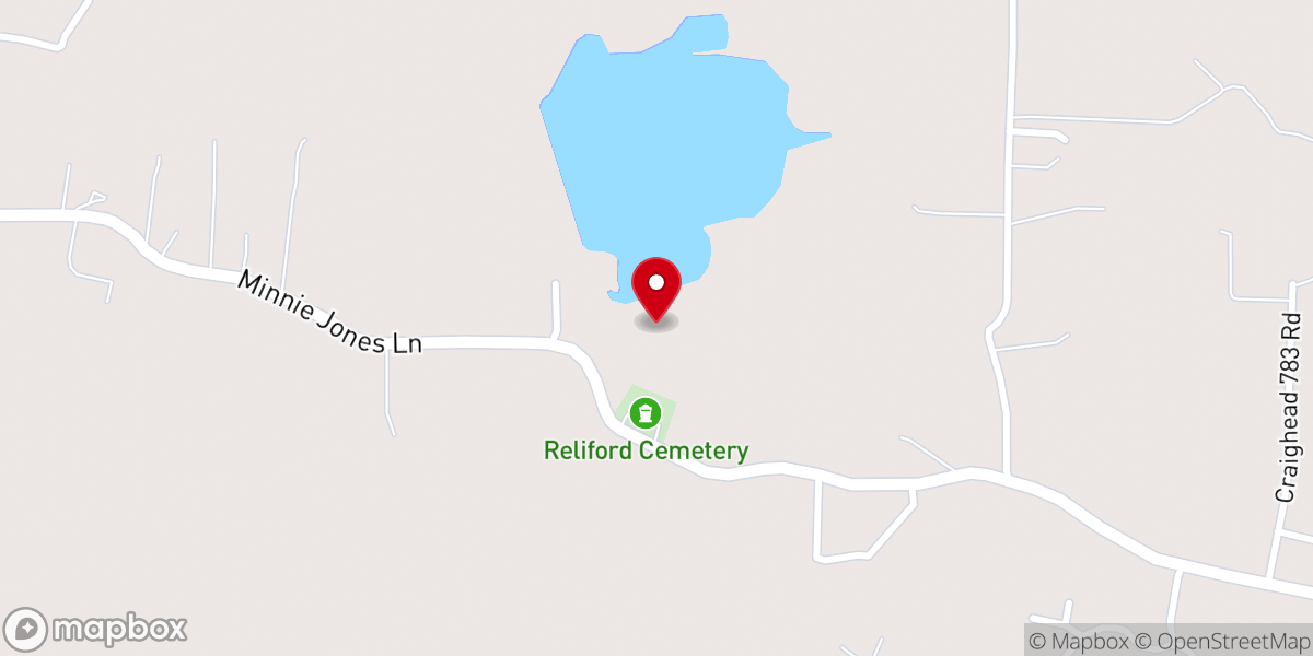Map showing location of Reliford Church