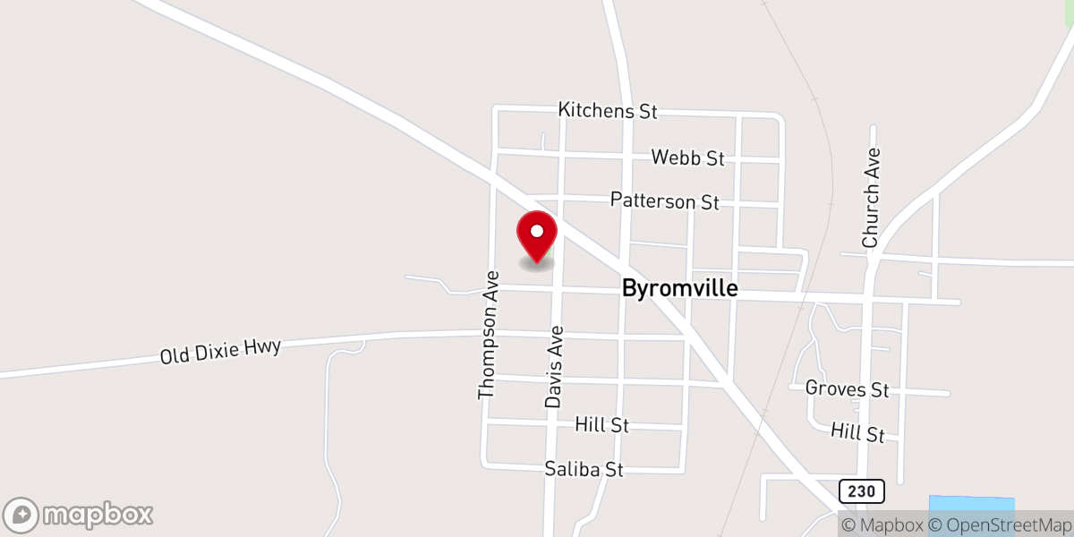 Map showing location of Byromville United Methodist