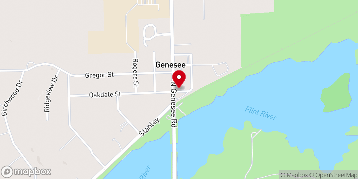 Map showing location of Genesee United Methodist Church