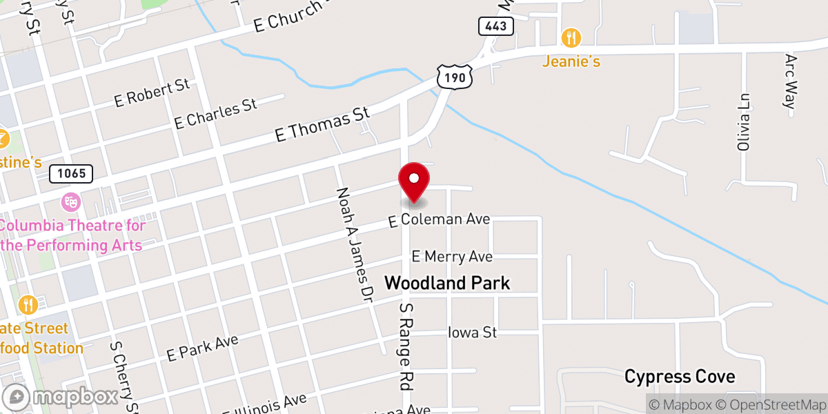 Map showing location of Eastside Pentecostal Church-God