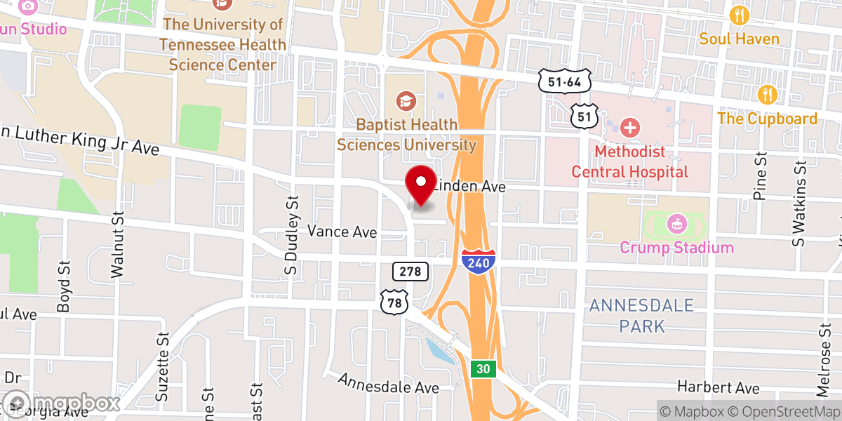 Map showing location of Tabernacle of Praise Church