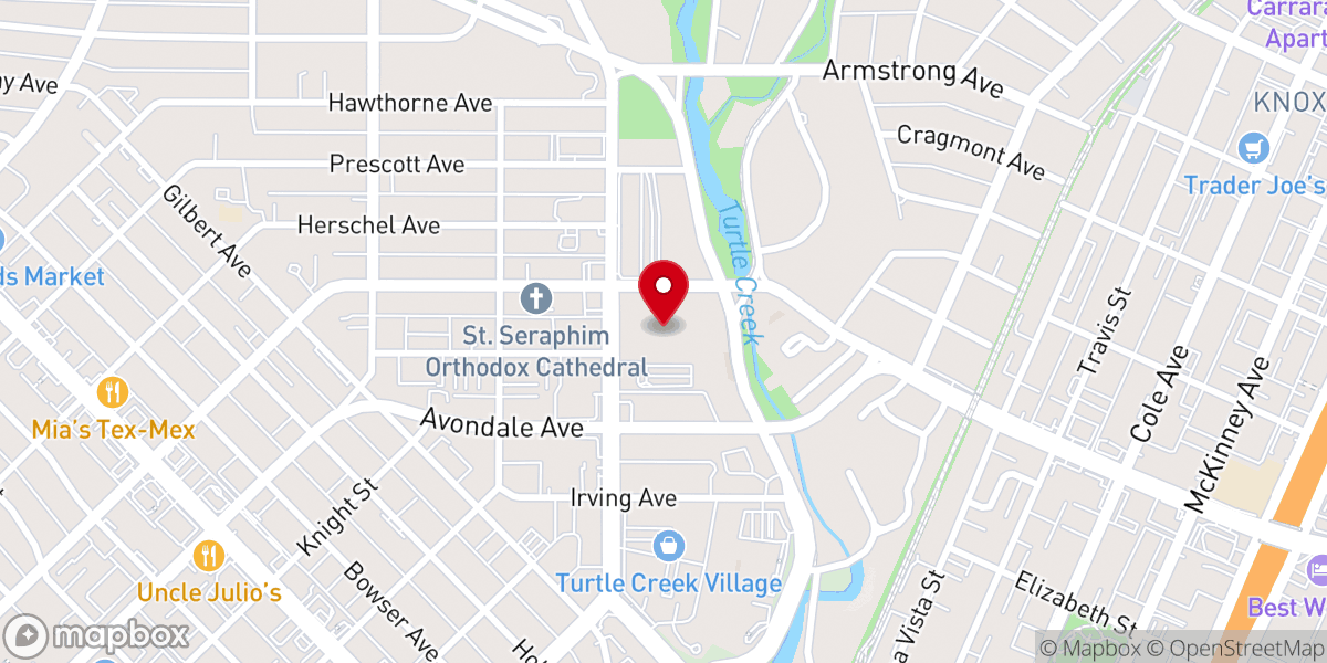 Map showing location of Park Cities Presbyterian Church