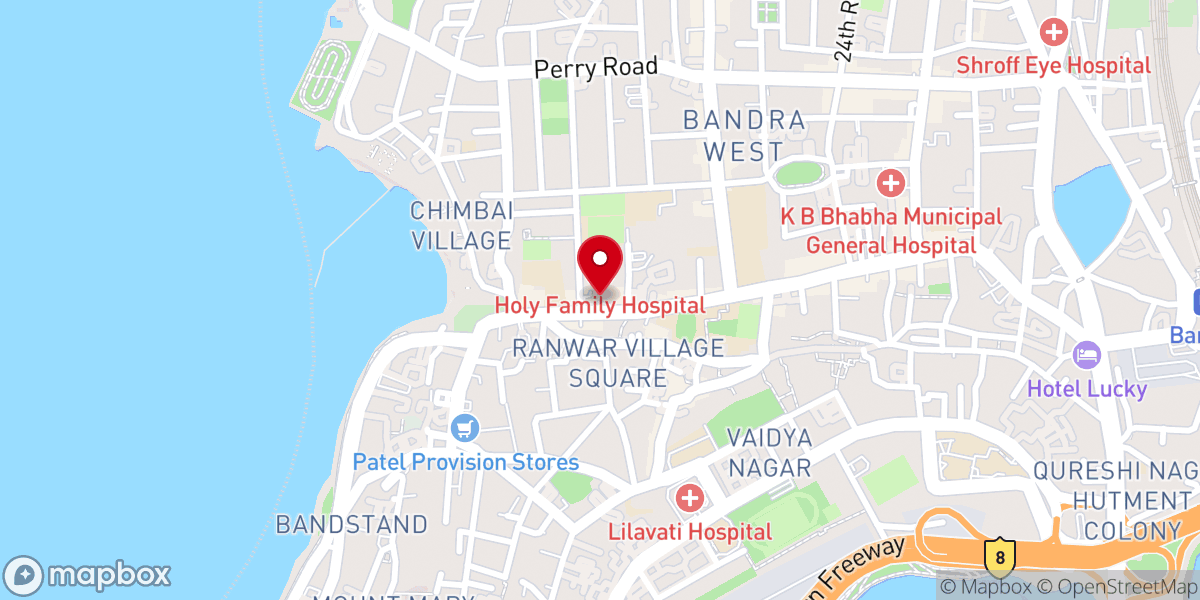 Map showing location of New Life Church, Bandra
