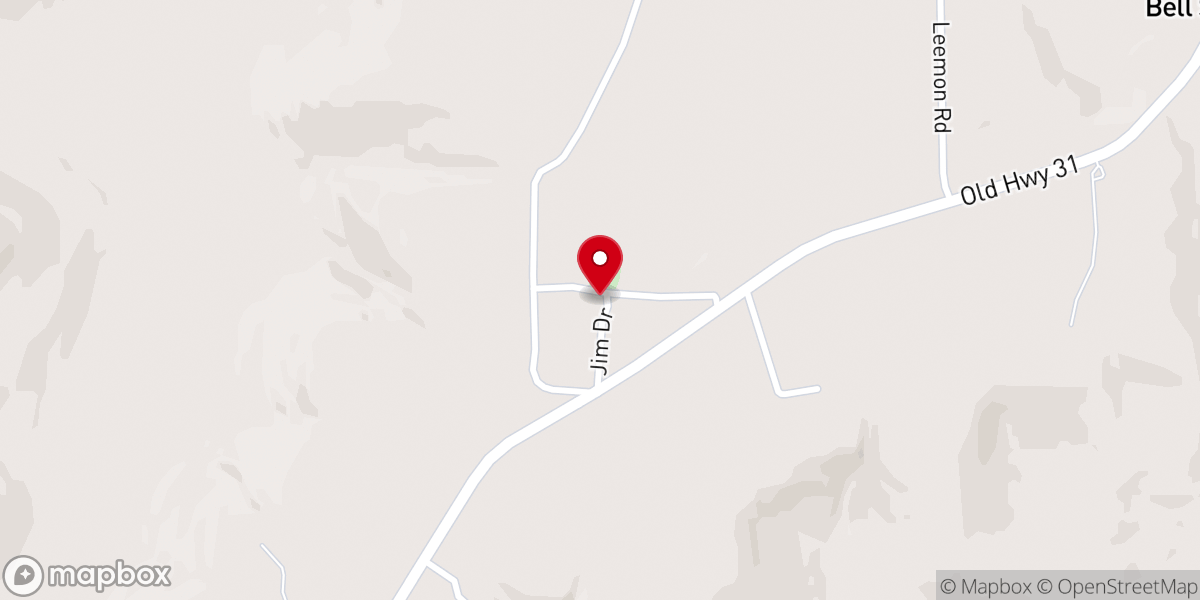 Map showing location of Powell Church