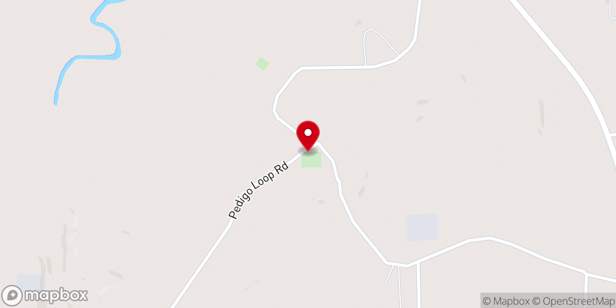 Map showing location of Pedigo Church