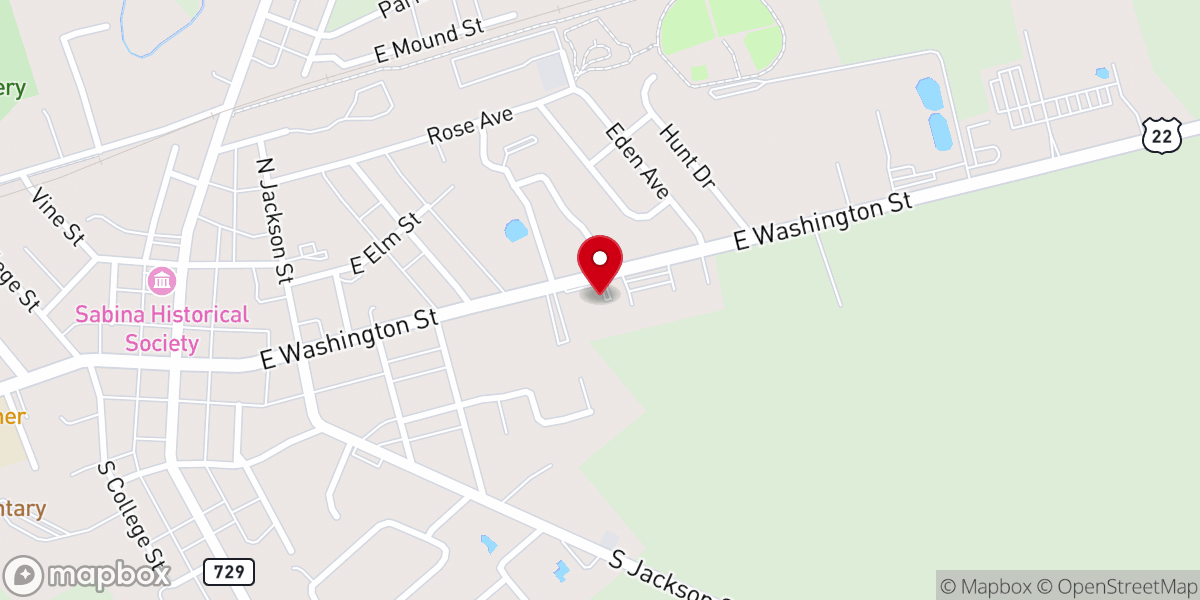 Map showing location of Sabina Christian Union Church