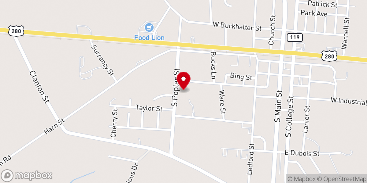 Map showing location of Mount Moriah Baptist Church