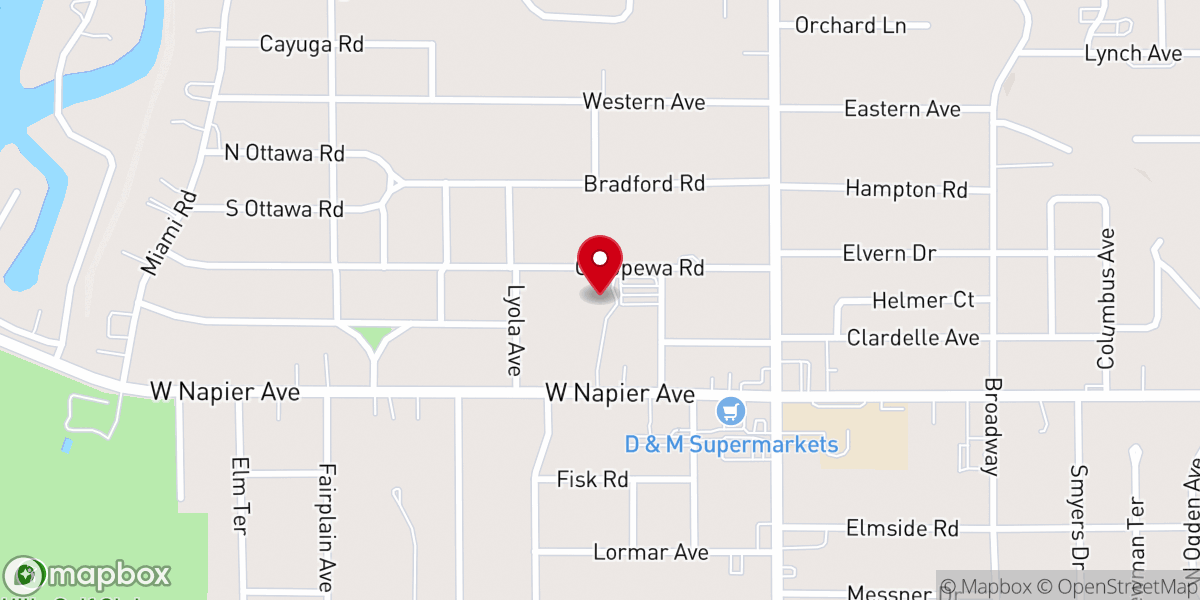 Map showing location of Napier Church