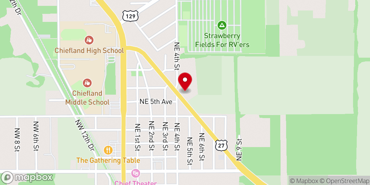 Map showing location of First Baptist Church of Chiefland, Florida