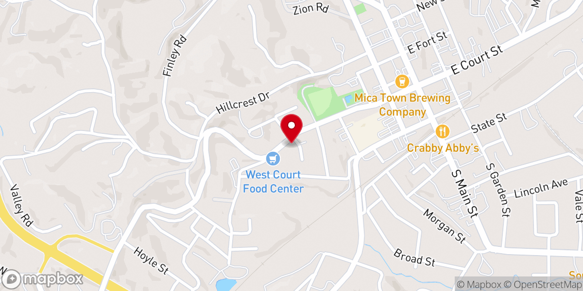 Map showing location of West Court Baptist Church