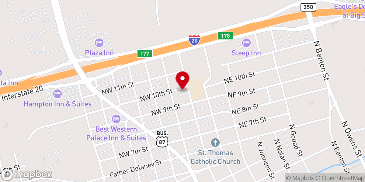 Map showing location of Northside Baptist Church