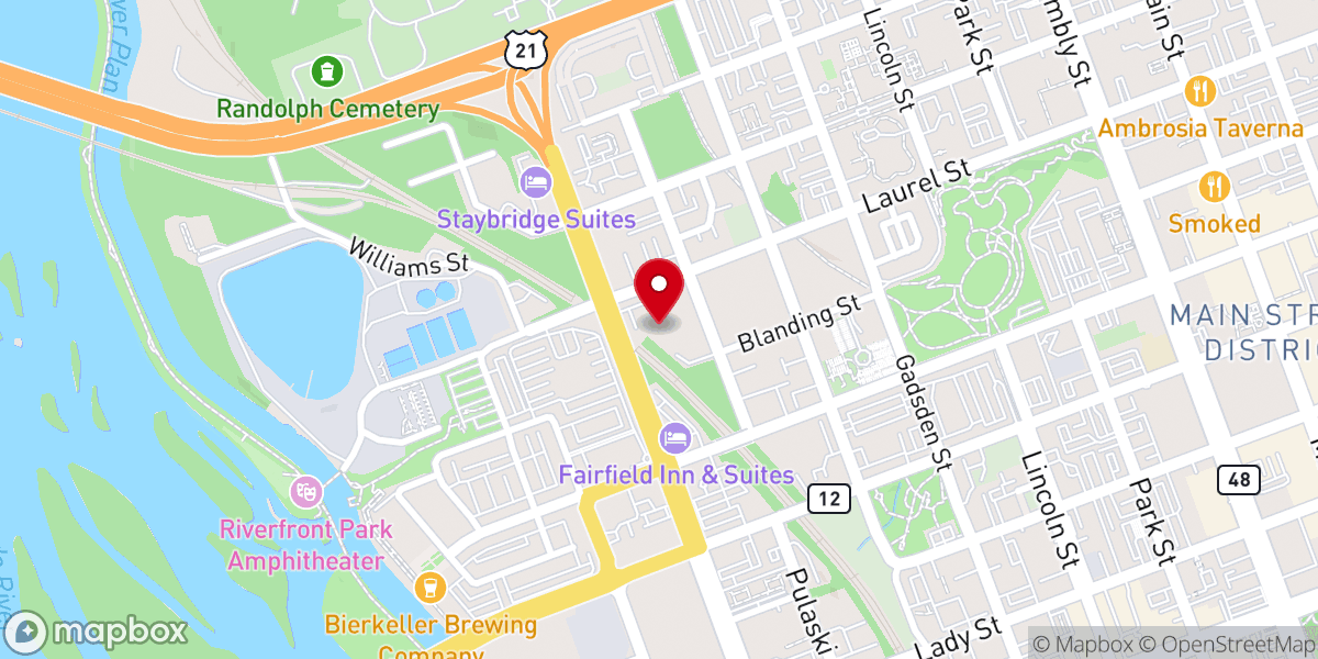 Map showing location of Columbia Presbyterian Church
