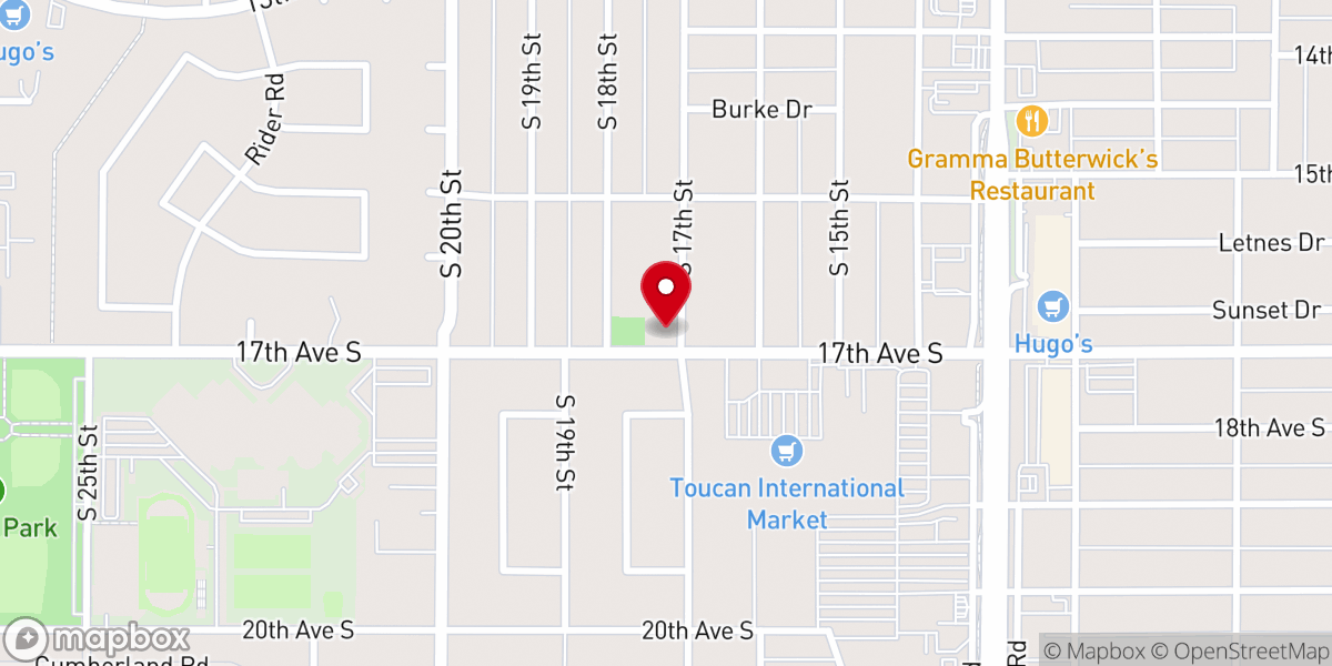 Map showing location of Bethel Lutheran Church