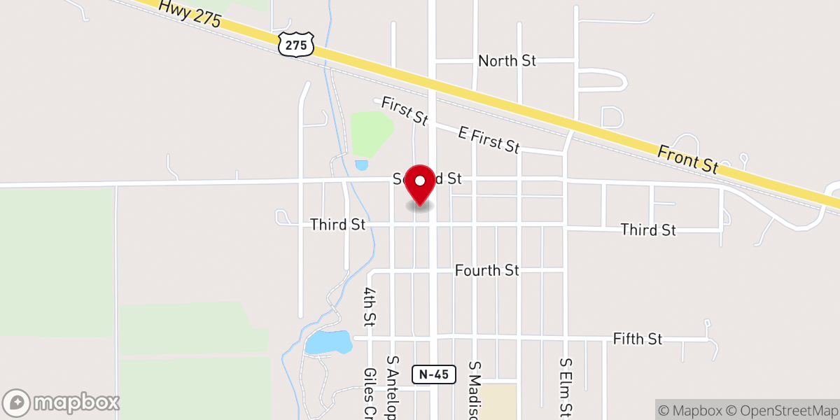 Map showing location of Tilden-Meadow Grove Community Foundation