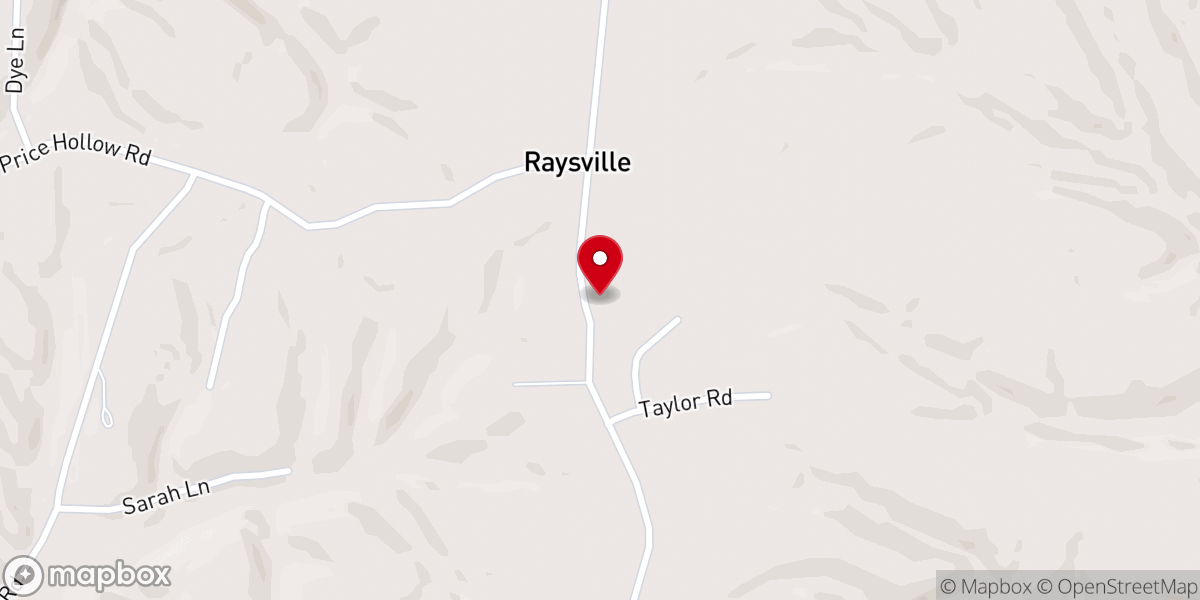 Map showing location of Raysville Church