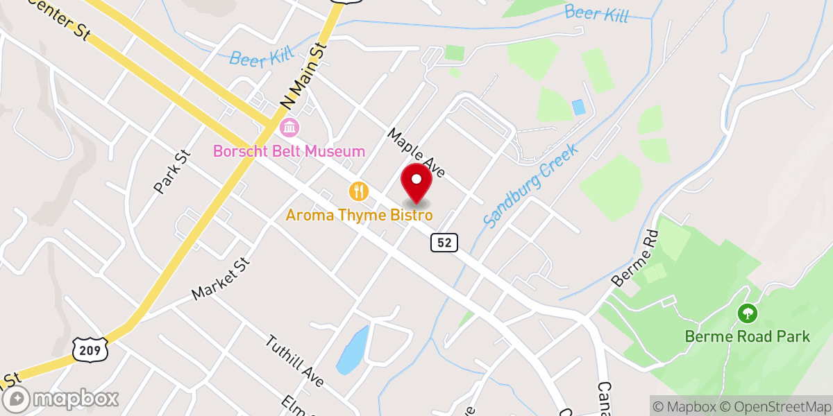 Map showing location of Ellenville Reformed Church