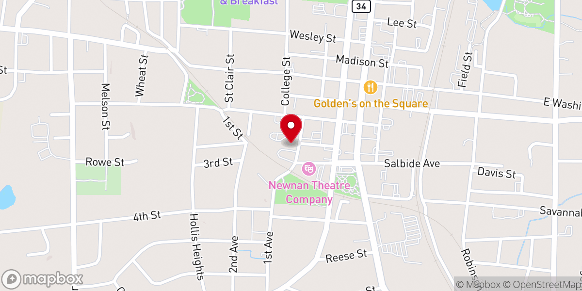 Map showing location of Newnan City Church
