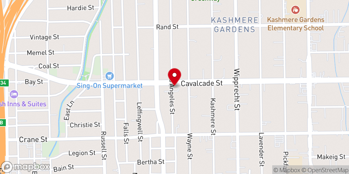 Map showing location of Kashmere Gardens Missionary Baptist Church