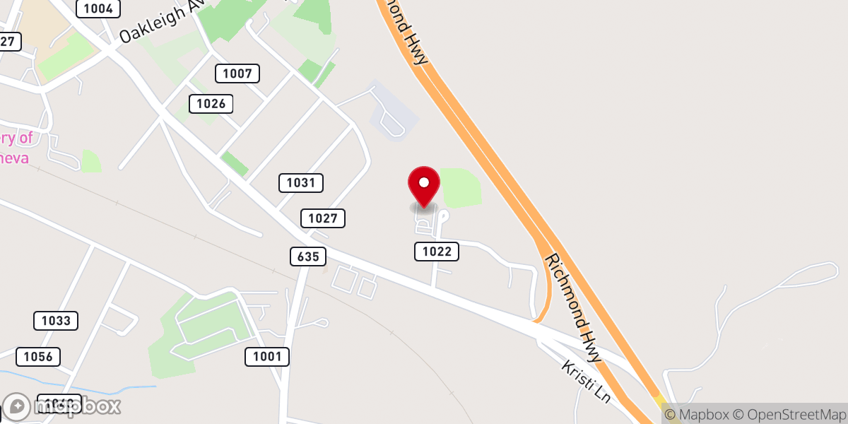 Map showing location of Glory Baptist Church