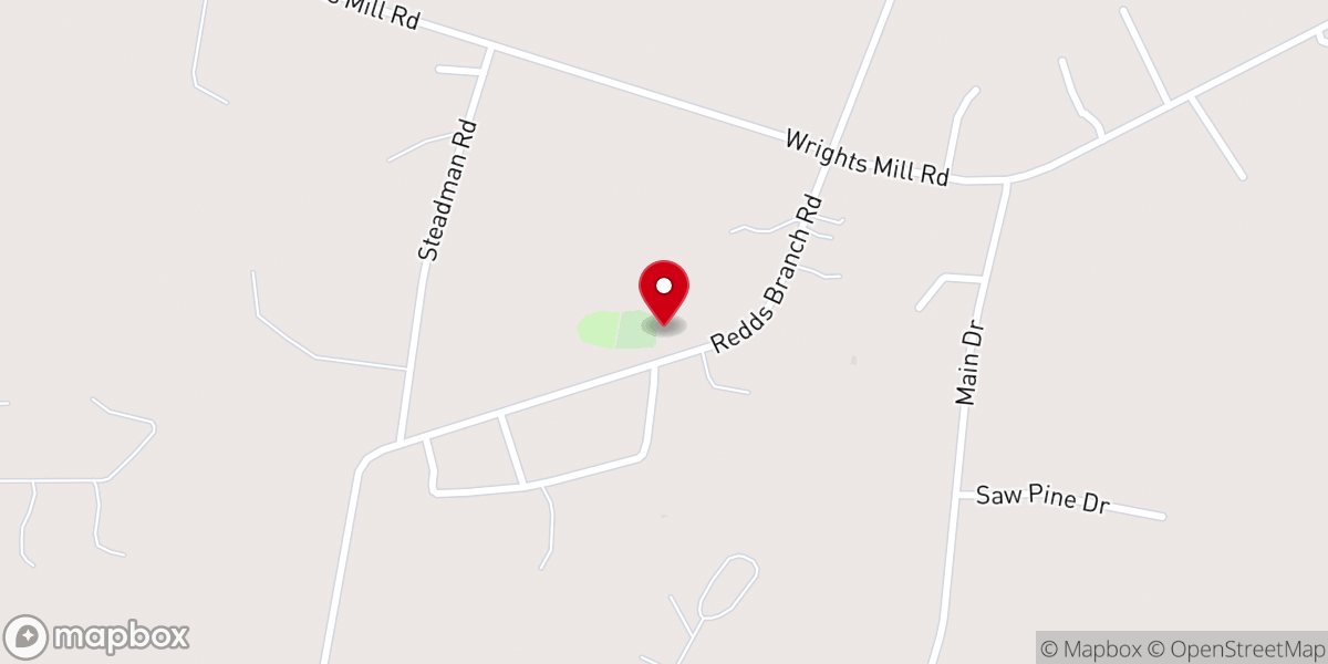 Map showing location of Redds Branch Baptist Church