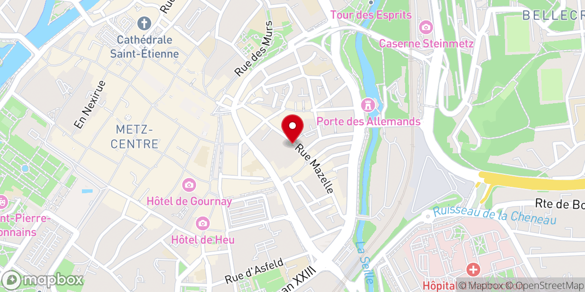 Map showing location of Temple luthérien de Metz
