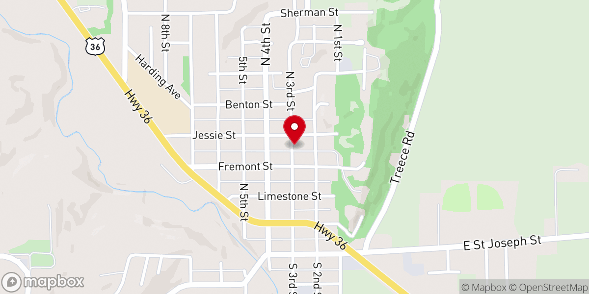 Map showing location of First Baptist Church
