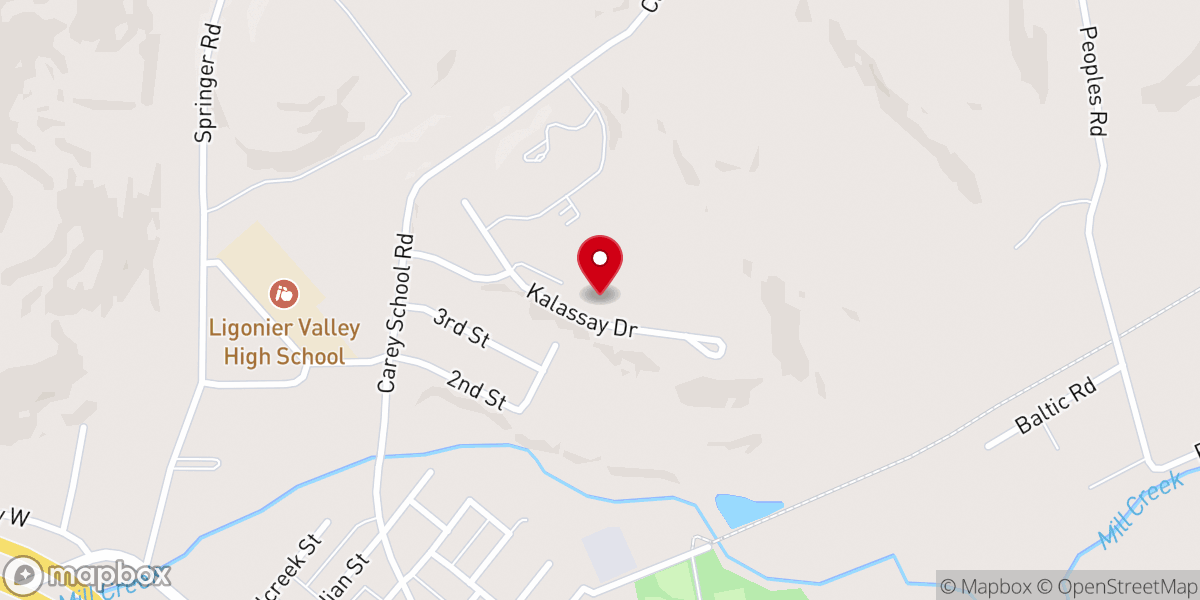 Map showing location of Epiphany Church, Ligonier