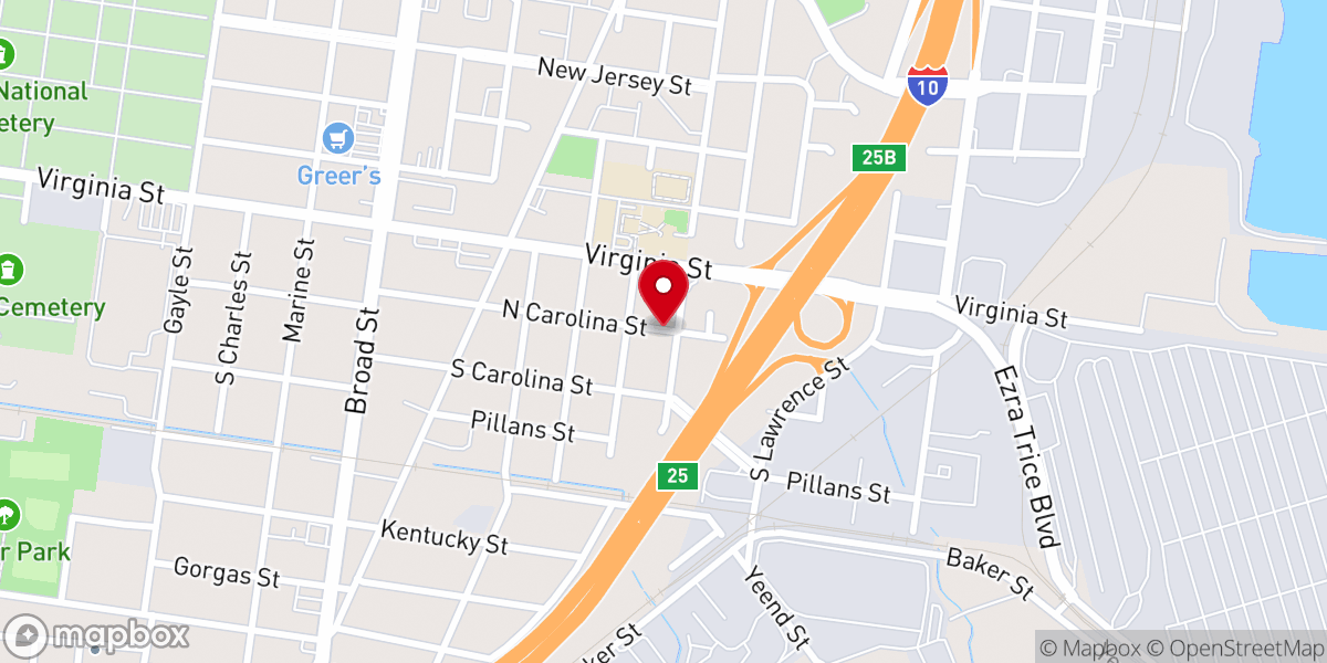 Map showing location of Mount Sinai Missionary Baptist Church