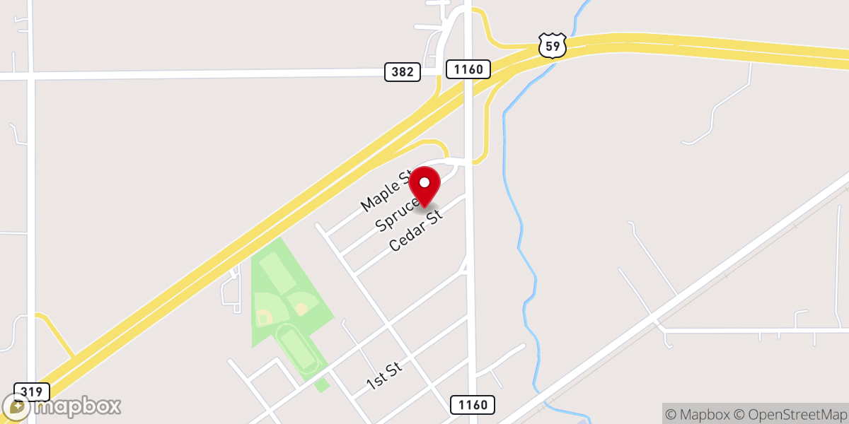 Map showing location of Rising Star Baptist Church