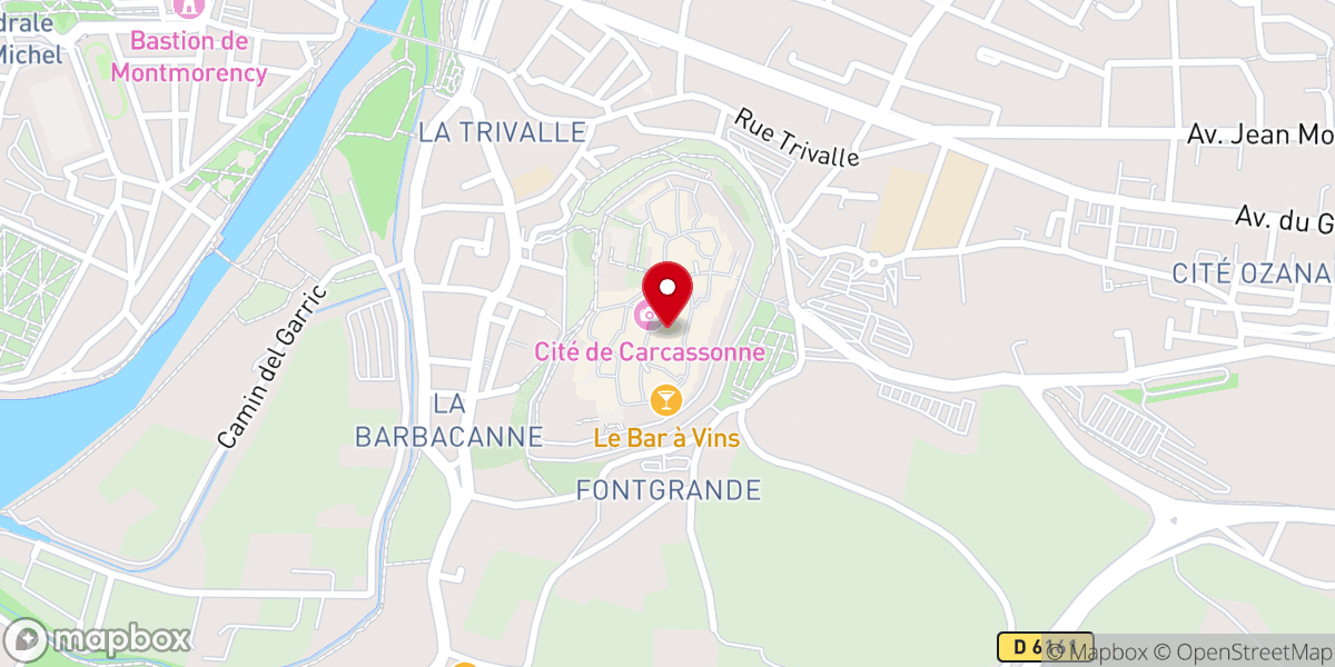 Map showing location of Cité de Carcassonne