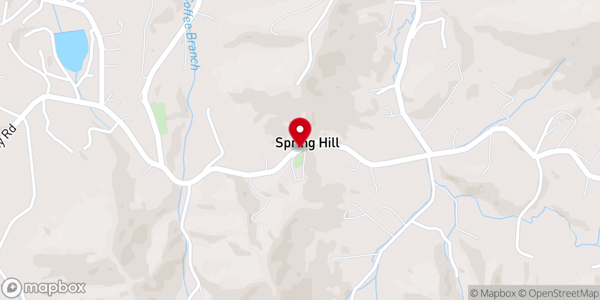 Map showing location of Spring Hill Baptist Church