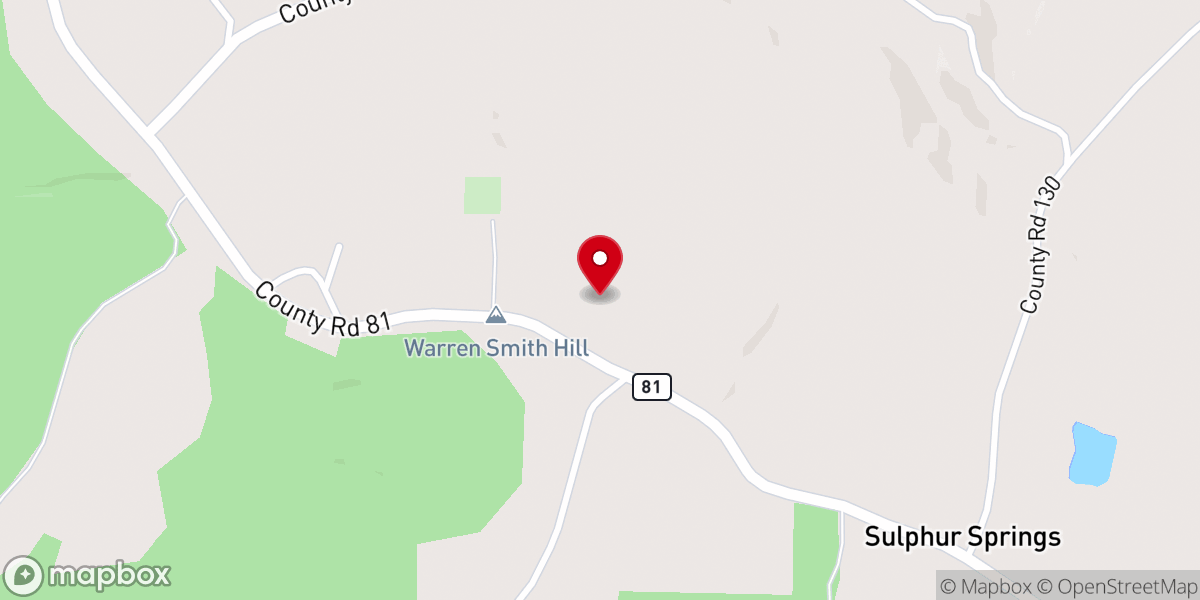 Map showing location of Sulphur Springs Church
