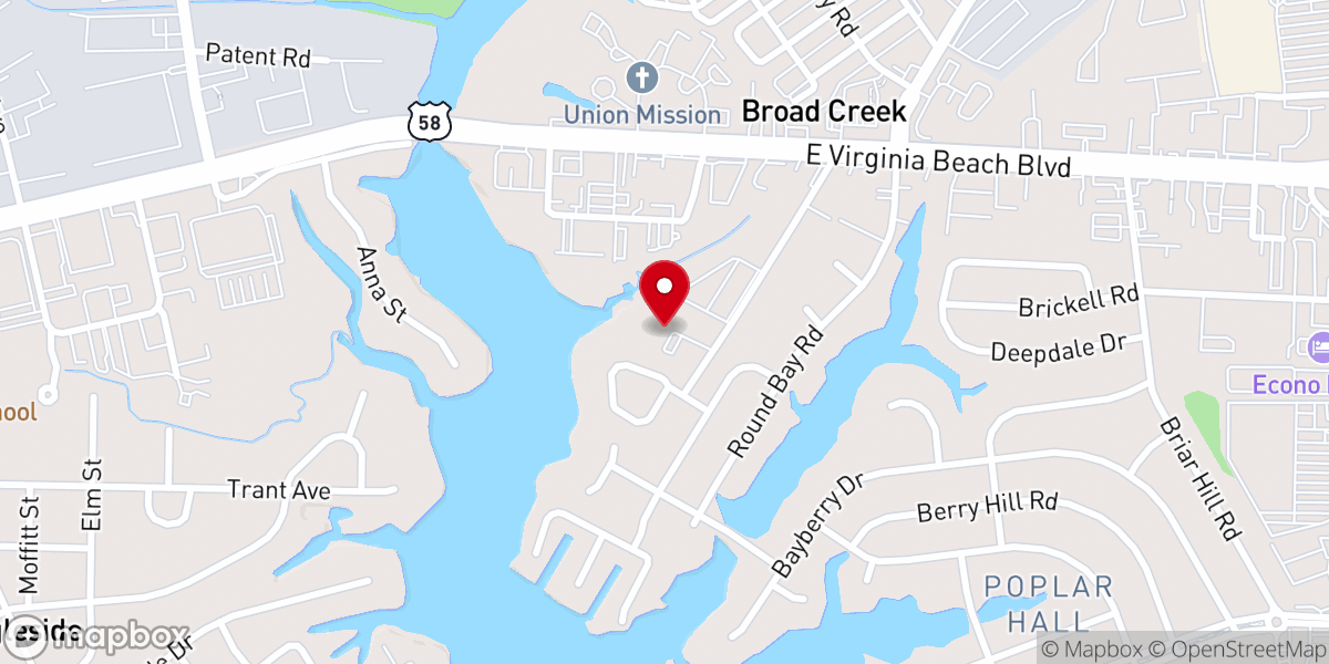 Map showing location of Iglesia de Dios Ebenezer Norfolk, VA
