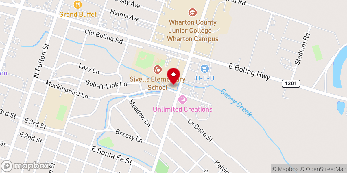 Map showing location of Macedonia Missionary Baptist Churchof Wharton TX