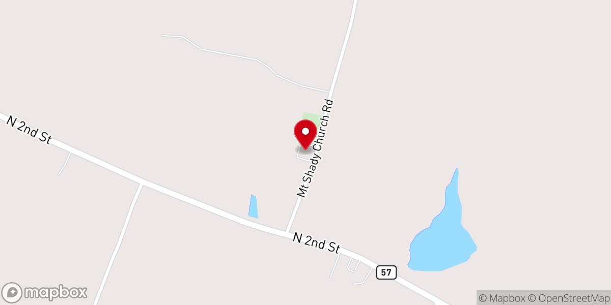 Map showing location of Mt. Shady Baptist Church