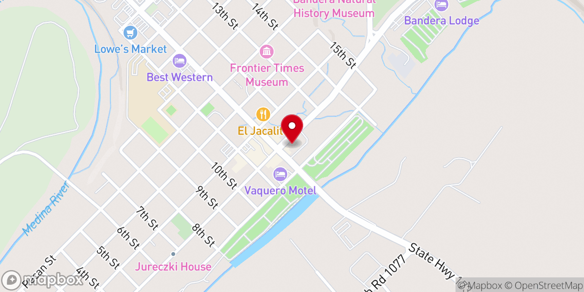 Map showing location of Bandera County Convention & Visitors Bureau