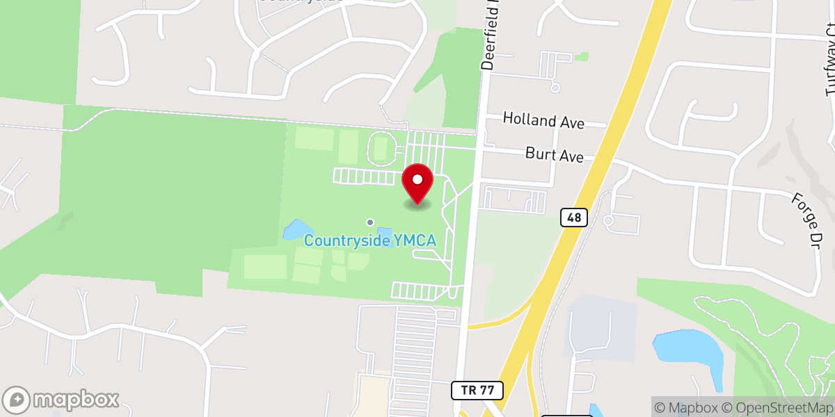 Map showing location of Antioch, church in the Countryside YMCA