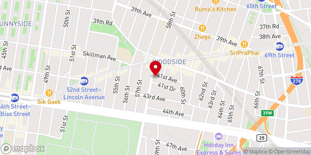 Map showing location of Woodside Community Baptist Church