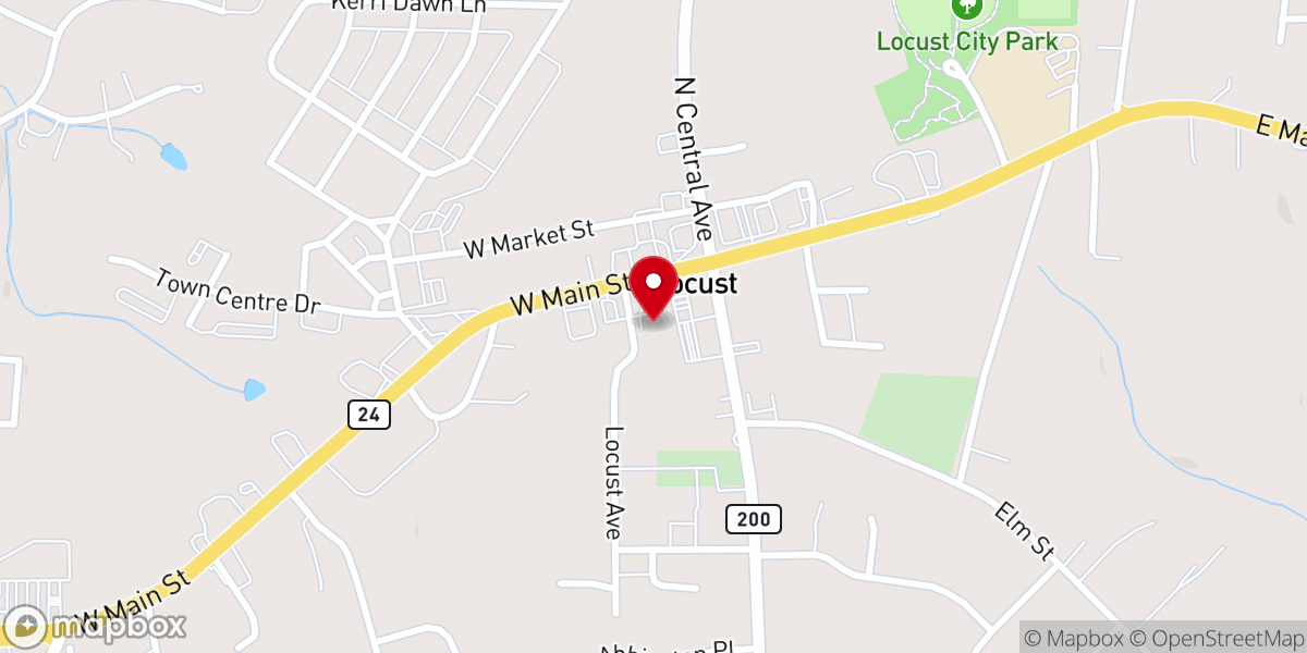 Map showing location of Greater Life Church - Locust