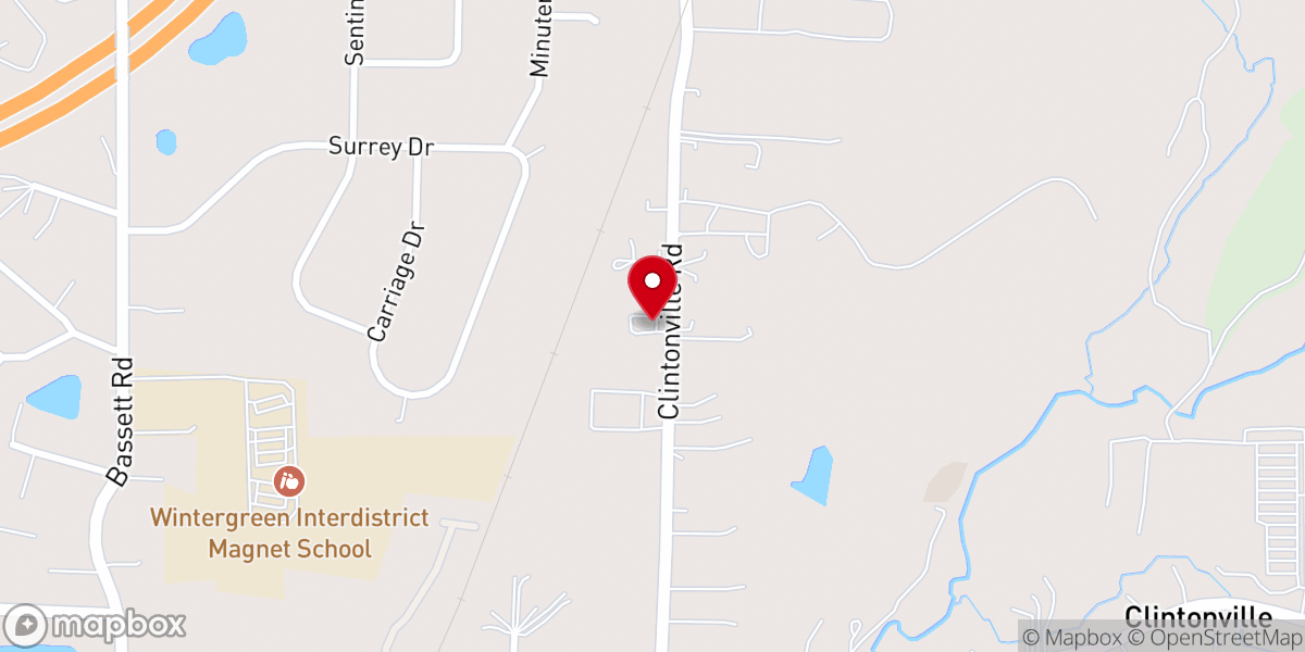 Map showing location of Pond Hill Baptist Church