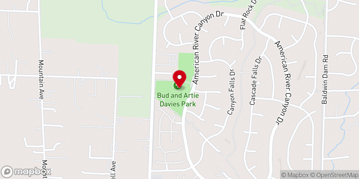 Map showing location of Bud and Artie Davies Park