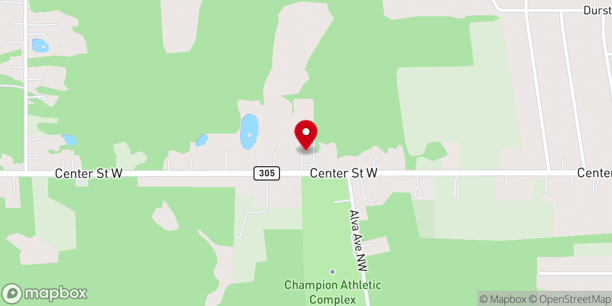 Map showing location of Champion Baptist Church