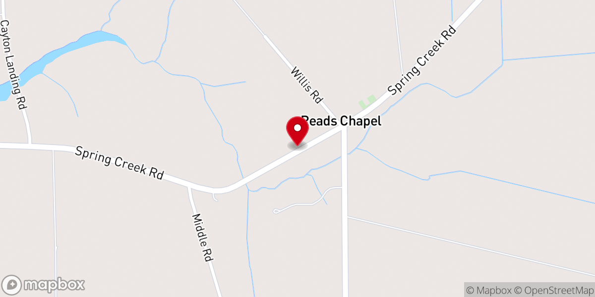 Map showing location of Reed's Chapel Church
