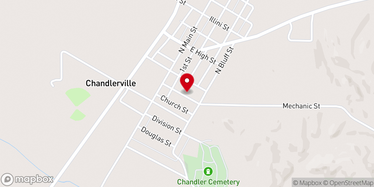 Map showing location of Salem Lutheran Church Chandlerville, IL
