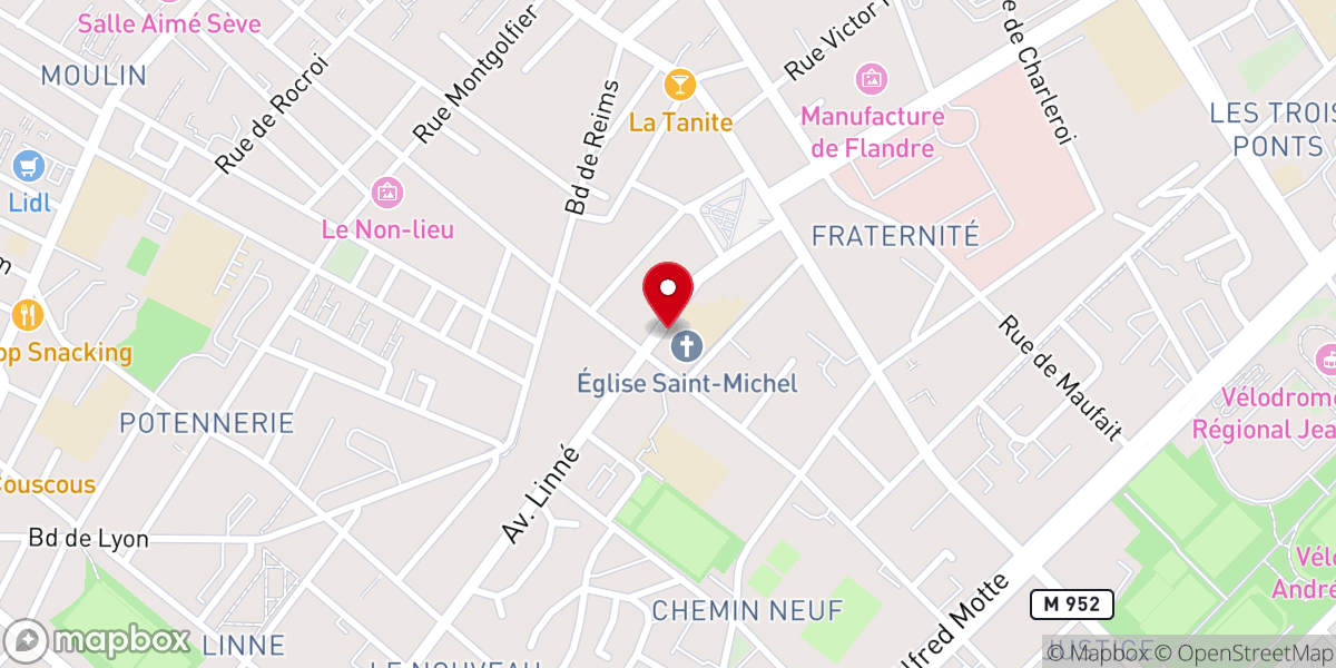 Map showing location of Église saint Michel