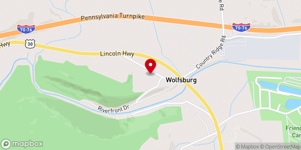 Map showing location of Wolfsburg United Methodist Church