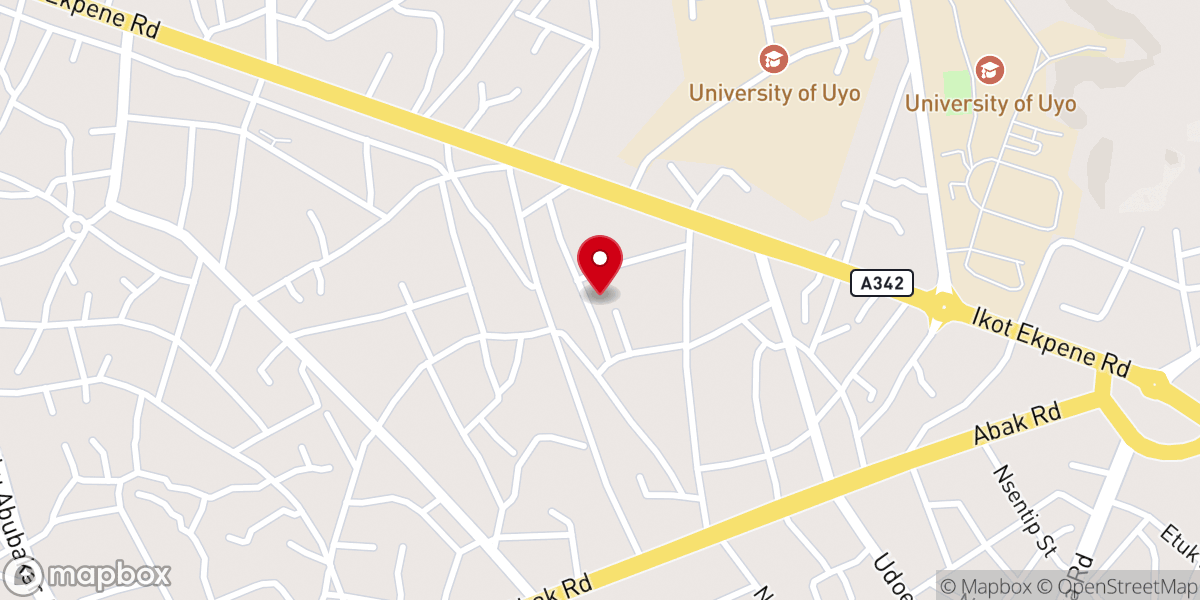 Map showing location of The Apostolic Church of Nigeria (Akpan Essien Lane, Uyo)