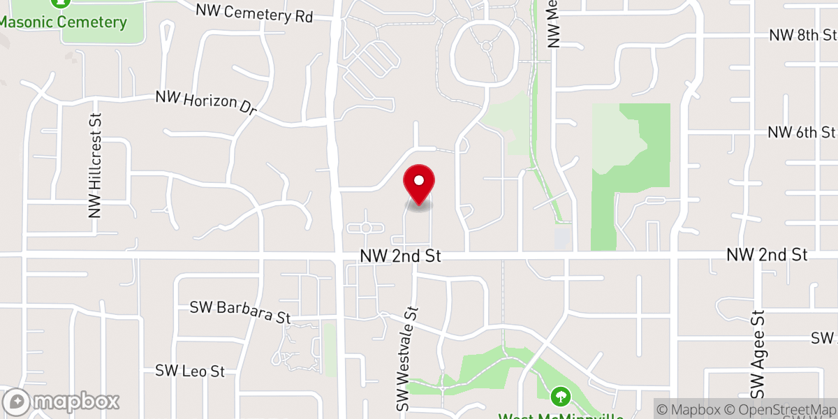 Map showing location of McMinnville Covenant Church