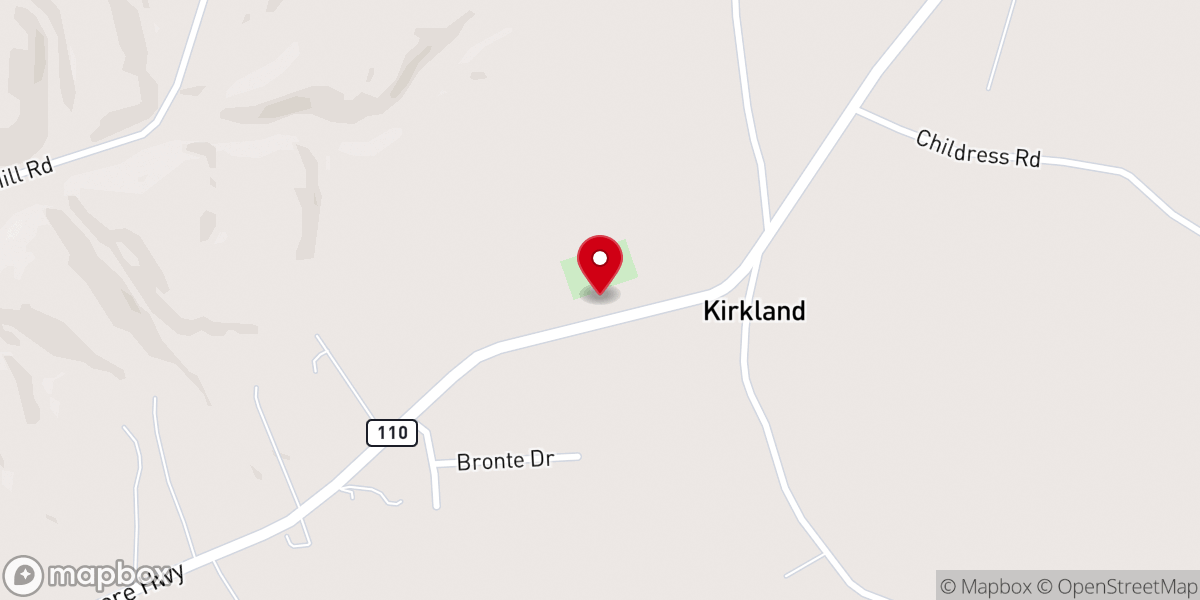 Map showing location of Kirkland Baptist Church