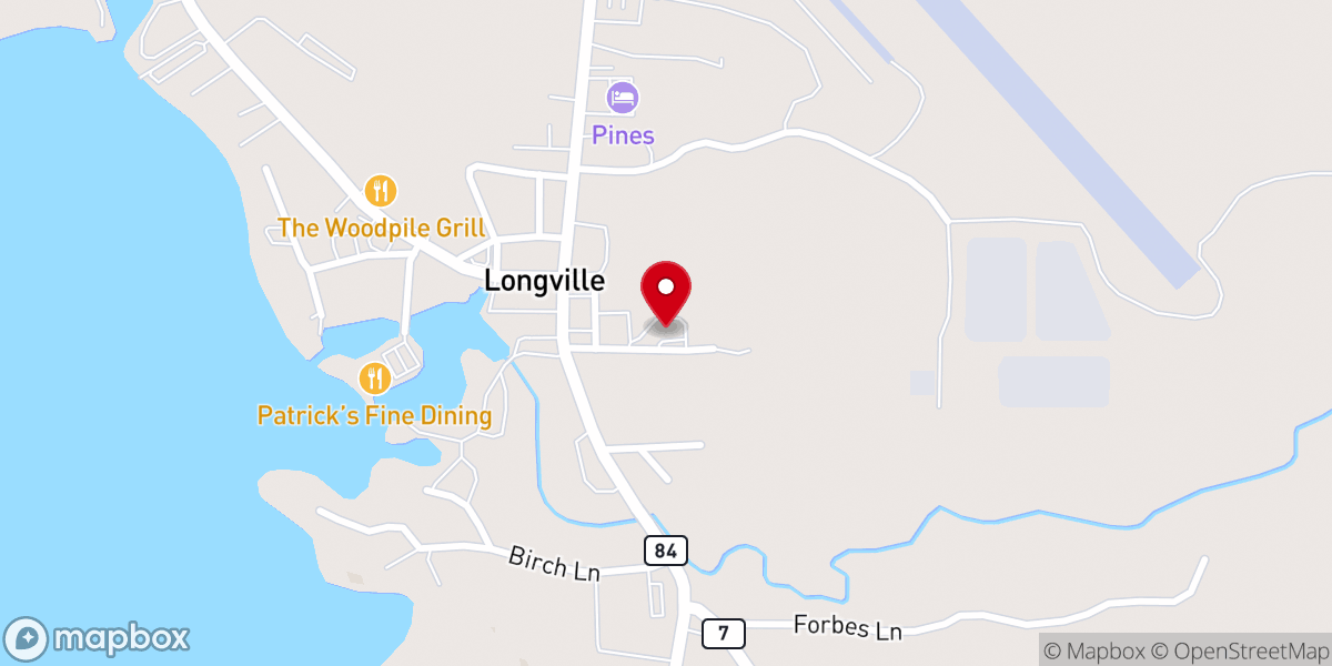 Map showing location of Longville Community Church
